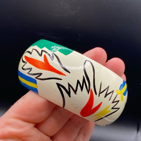 Vintage Painted Design Wood bangle - Picture 7 of 15